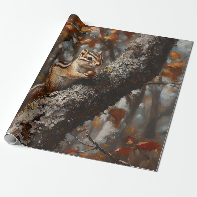 Papel De Regalo Ardilla en una Decoupage de Árbol (Desenrollado)
