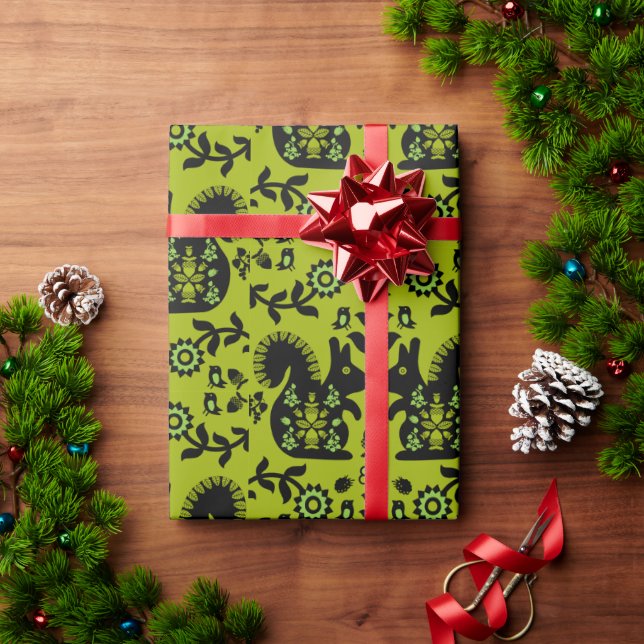 Papel De Regalo Ardilla Escandinavia Nórdica Arte Popular (Regalo de vacaciones)