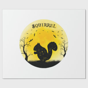 Papel De Regalo Ardilla Halloween Vintage Retro Luna