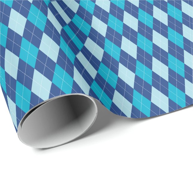 Papel de regalo Argyle Azul (Esquina del rollo)