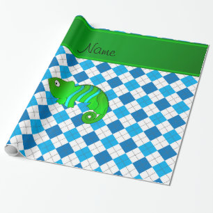 Papel De Regalo Argyle conocido personalizado del azul del