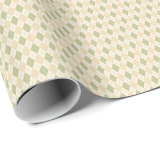 Papel De Regalo Argyle en el sabio, sándalo, crema