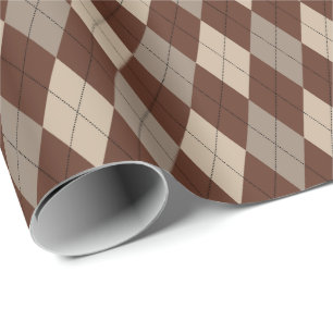 Papel de regalo argyle grande beige y marrón