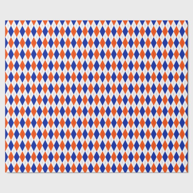 Papel De Regalo Argyle naranja y Diamante Azul (Costura)