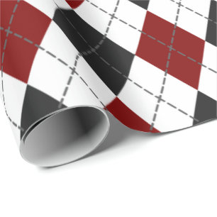 Papel De Regalo argyle rojo blanco