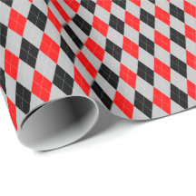 Papel de regalo Argyle Rojo, Negro y Gris