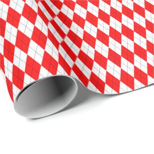 Papel de regalo Argyle Rojo y Blanco