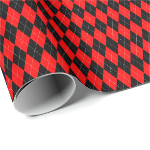 Papel de regalo Argyle Rojo y Negro