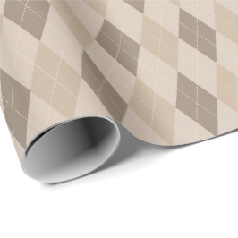 Papel de regalo Argyle tonos beige grandes