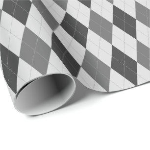 Papel de regalo Argyle tonos grises grandes