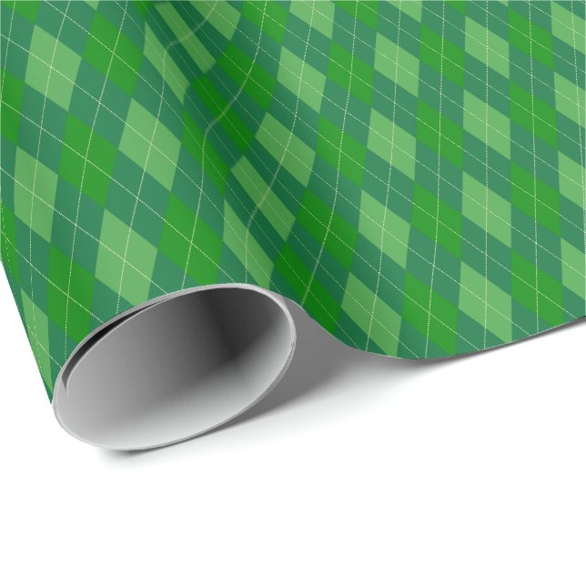 Papel de Regalo Argyle Tonos Verdes (Esquina del rollo)