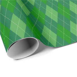 Papel de Regalo Argyle Tonos Verdes Grandes