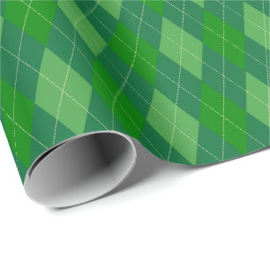 Papel de Regalo Argyle Tonos Verdes Grandes