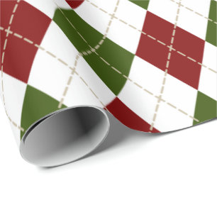 Papel De Regalo argyle verde rojo festivo