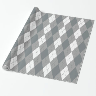 Papel De Regalo Argyle XL Gris Carbón Blanco