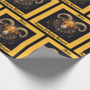 Papel De Regalo Aries Añadir nombre Cumpleaños Regalo Zodiac