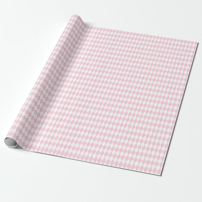 Papel De Regalo Arlequín blanco y rosa claro medio (Desenrollado)