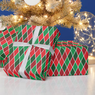 Papel De Regalo Arlequín geométrico brillante de Navidad