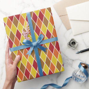 Papel De Regalo Arlequín geométrico otoñal cálido
