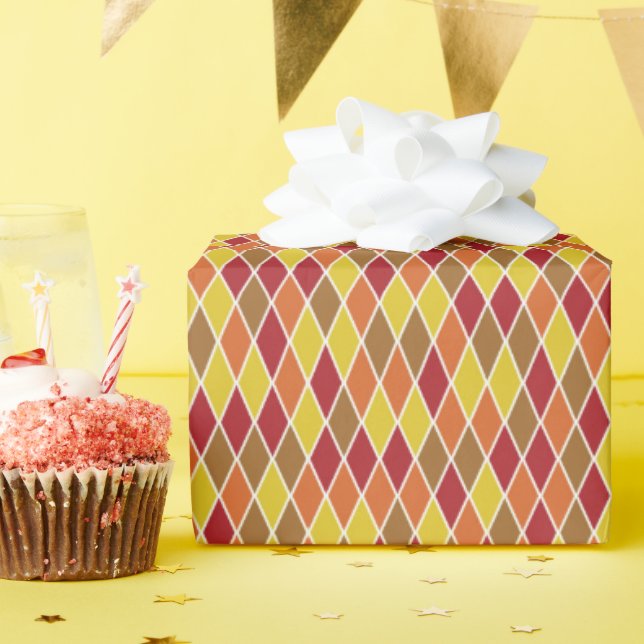 Papel De Regalo Arlequín Pequeño de Tonos Otoñales (Fiesta de cumpleaños )
