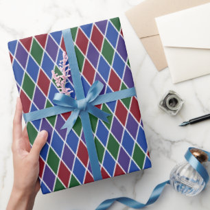 Papel De Regalo Arlequín Tradicional de Tonos Joyas