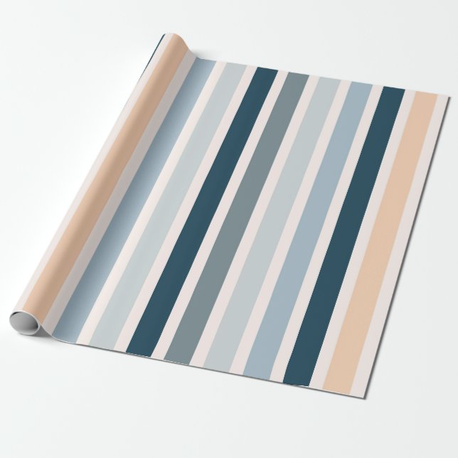 Papel De Regalo Armada moderna y franja boho vertical melocotón (Desenrollado)