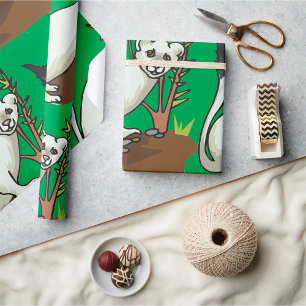 Papel De Regalo Armiño Comadreja Blanca Invernal Fauna Silvestre