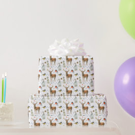 Papel De Regalo Armiños salvajes dibujados a mano liebres blancas 