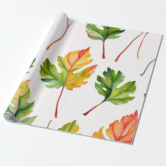 Papel De Regalo Armonía de hojas de color de agua pastel