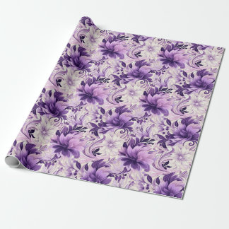 Papel De Regalo Armonía elegante: Flores violetas y blancas