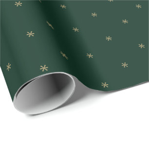 Papel De Regalo Aroma de nieve de oro verde oscuro lindo invierno