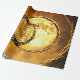 Papel De Regalo Arpa Celestial de la Luna Dorada