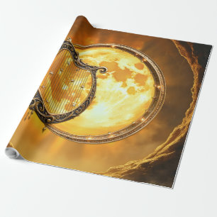 Papel De Regalo Arpa Celestial de la Luna Dorada