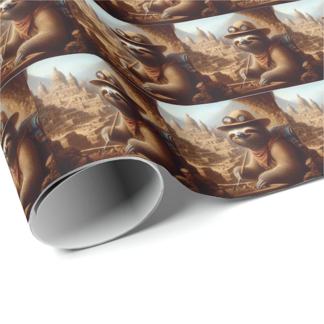 Papel De Regalo Arqueólogo Sloth (Esquina del rollo)