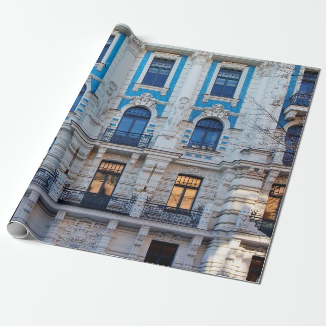 Papel De Regalo Arquitectura Art Nouveau en Riga, Letonia (Desenrollado)