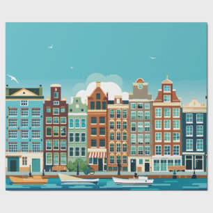 Papel De Regalo Arquitectura holandesa temática de Ámsterdam Holan