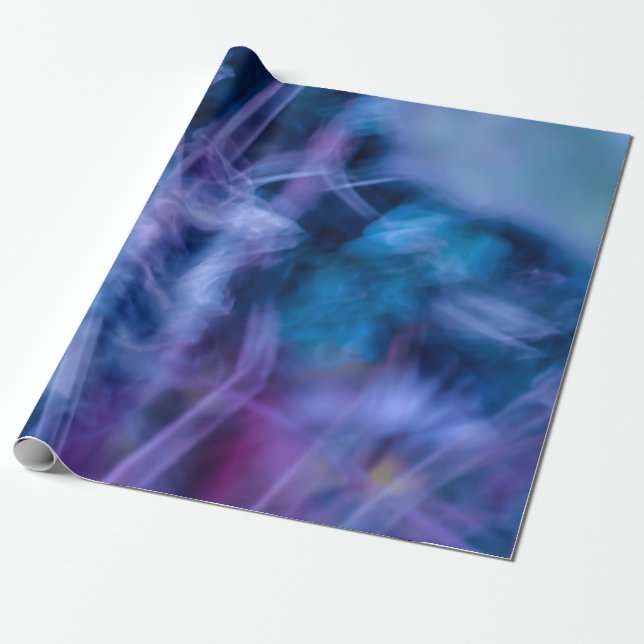 Papel De Regalo Arreglo de flores moradas y azules (Desenrollado)