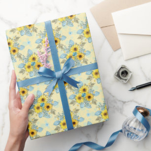 Papel De Regalo Arreglo de girasol azul y amarillo