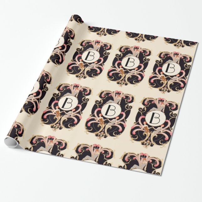 PAPEL DE REGALO ART DECO BEAUTY FASHION COSTUME DISEÑADOR MONOGRAM (Desenrollado)