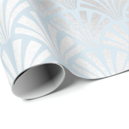 Papel De Regalo Art Deco Bebé Blue Silver Gray Scales Seasheles