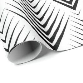 Papel De Regalo Art Deco Blanco Negro Elegante Botánico Mínimo