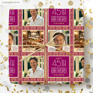 Papel De Regalo Art Deco Cumpleaños Personalizado Foto Cumpleaños