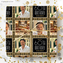 Papel De Regalo Art Deco Cumpleaños Personalizado Foto Cumpleaños