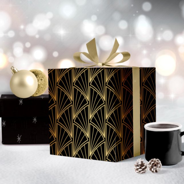 Papel De Regalo Art Deco Geometric Gold Foil/Black ID492 (Subido por el creador)