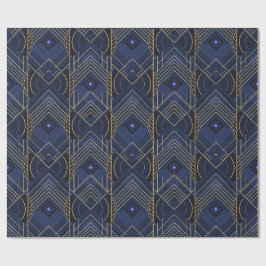 Papel De Regalo Art Deco Geométrico Elevado - Azul