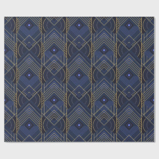 Papel De Regalo Art Deco Geométrico Elevado - Azul
