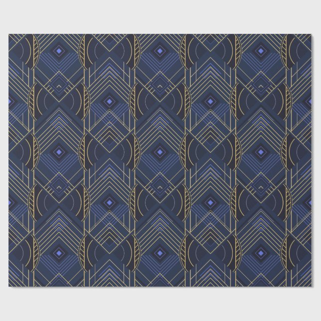 Papel De Regalo Art Deco Geométrico Elevado - Azul (Superficie plana)