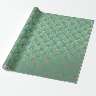 Papel De Regalo Art Deco Gold Seasheles Mint Green Vip Yacht Club