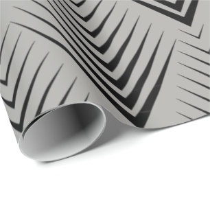 Papel De Regalo Art Deco Gris Negro Elegante Botánico Mínimo