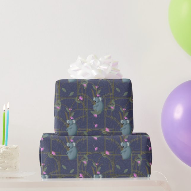 Papel De Regalo Art Deco Koalas (Regalos de fiesta)